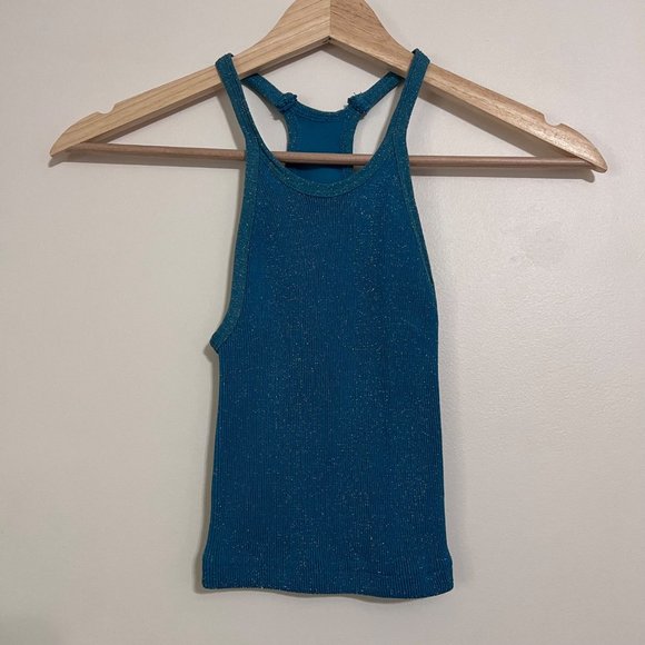 NWOT Happiness Runs Lurex Crop Tank in Off Tropic - Picture 2 of 5